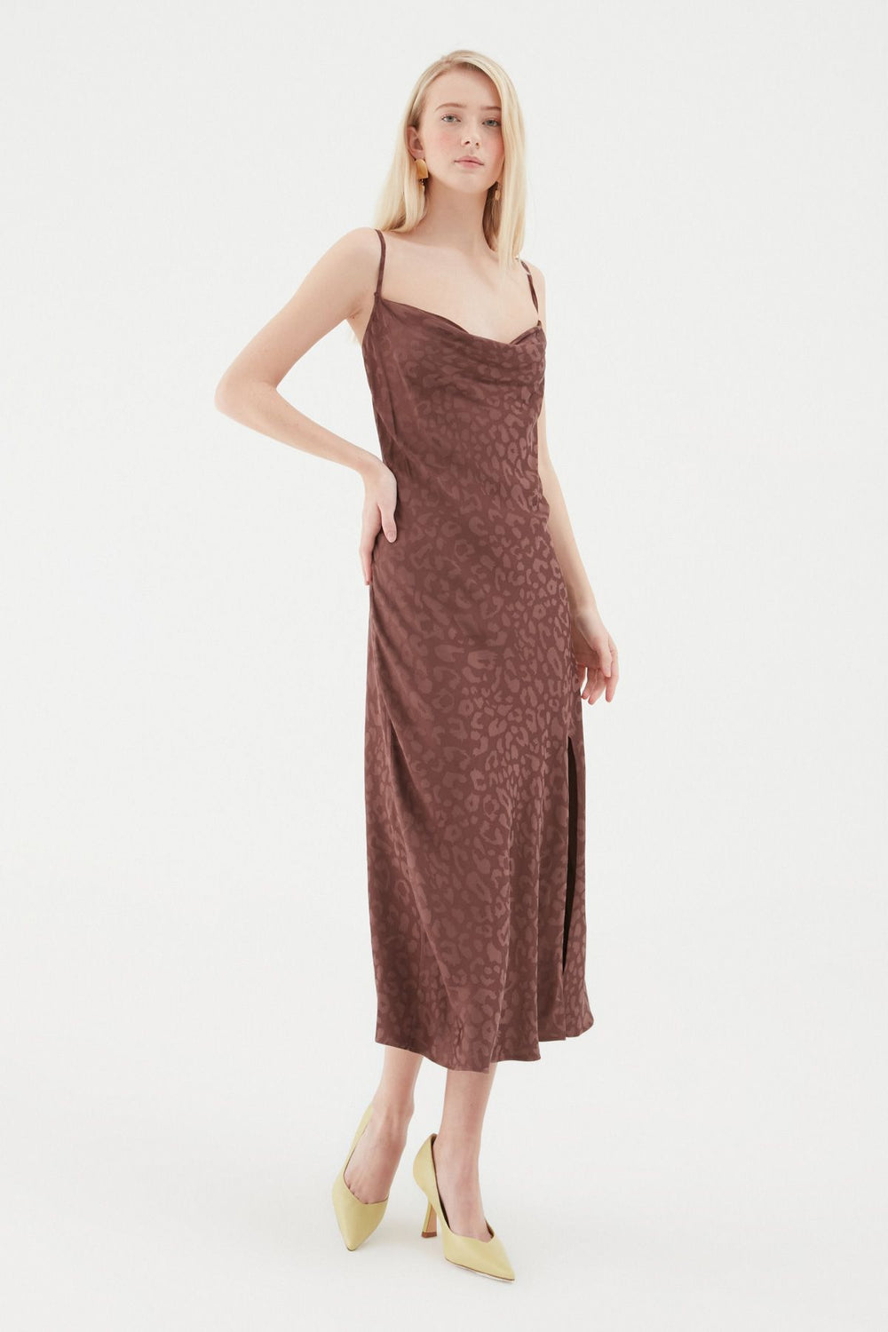 Strap Midi Length Dress Brown