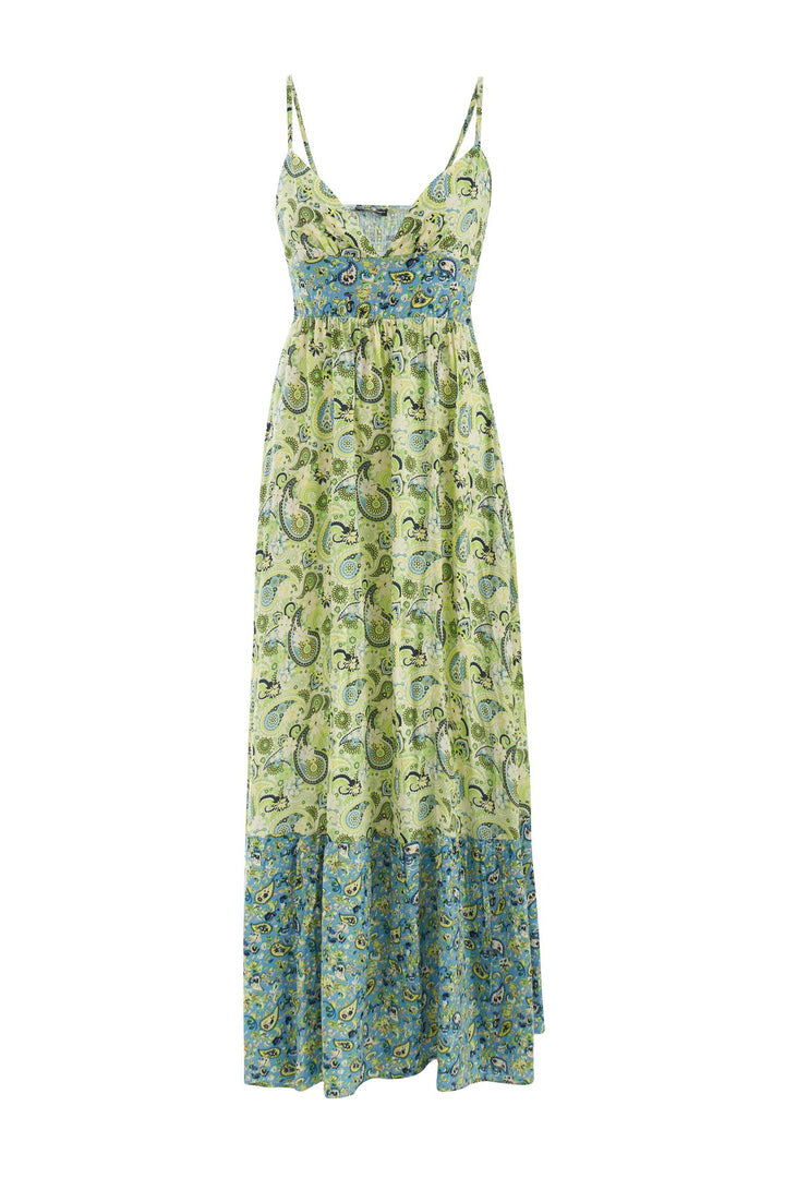 Patterned Strap Dress Green