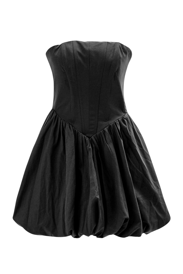 Underwire Strapless Balloon Dress Black