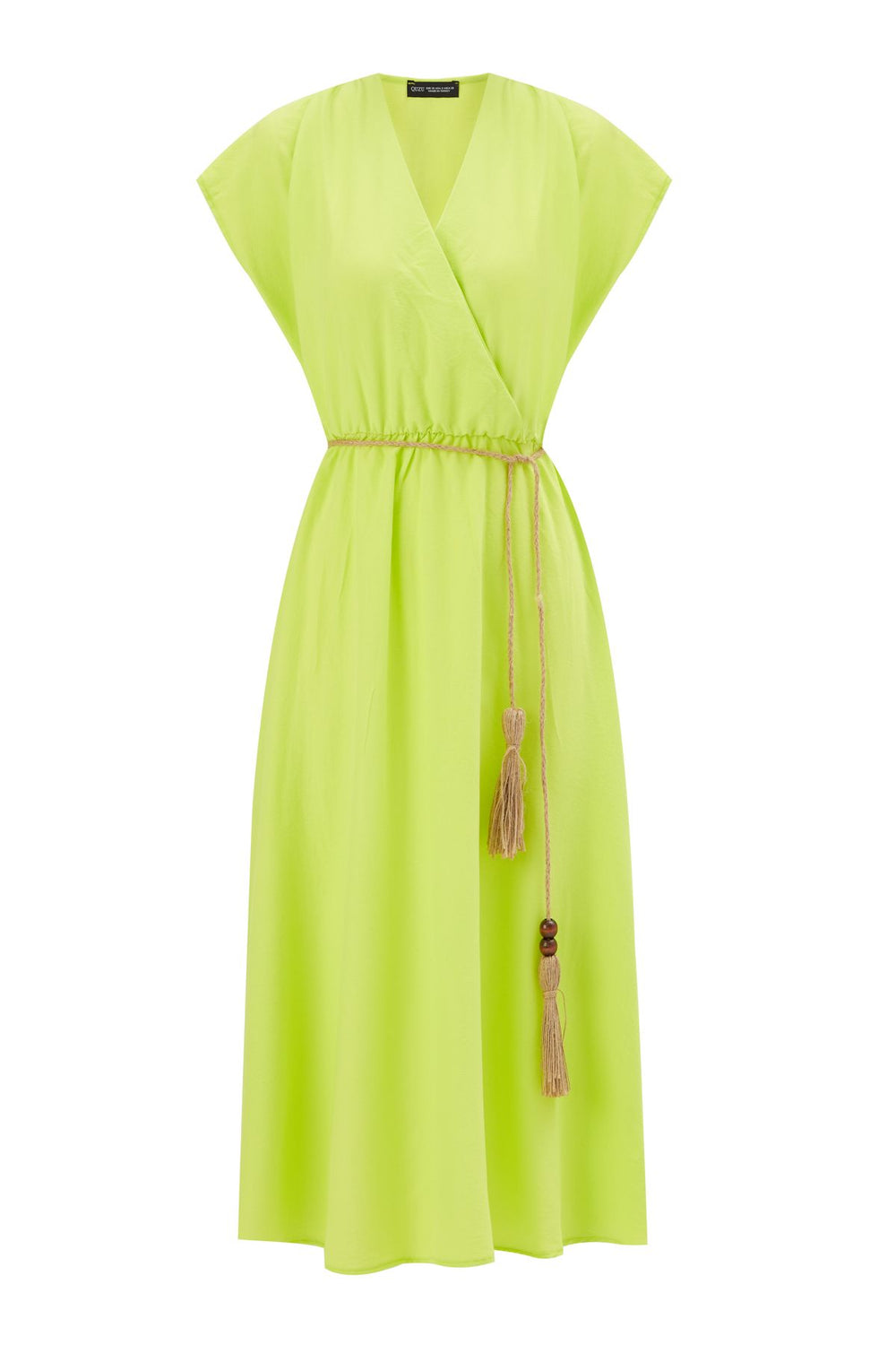 Waist Belt Double Breasted Dress Neon Green