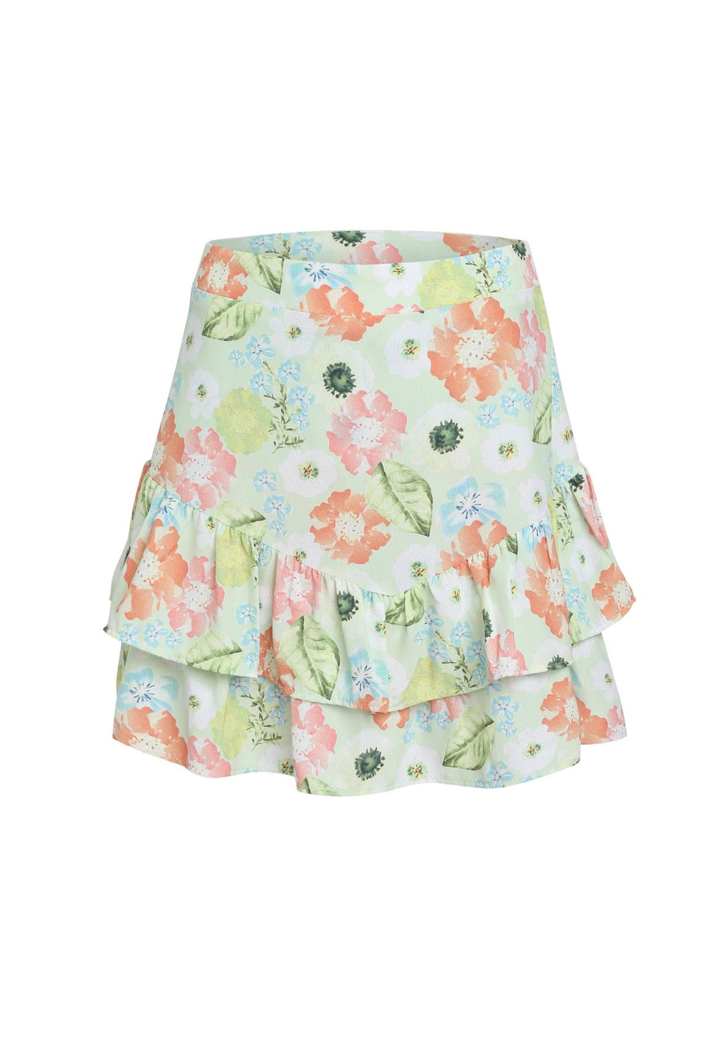 Frill Patterned Short Skirt Green