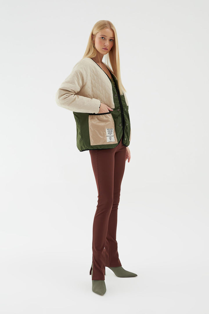 Pocket Quilted Jacket Beige