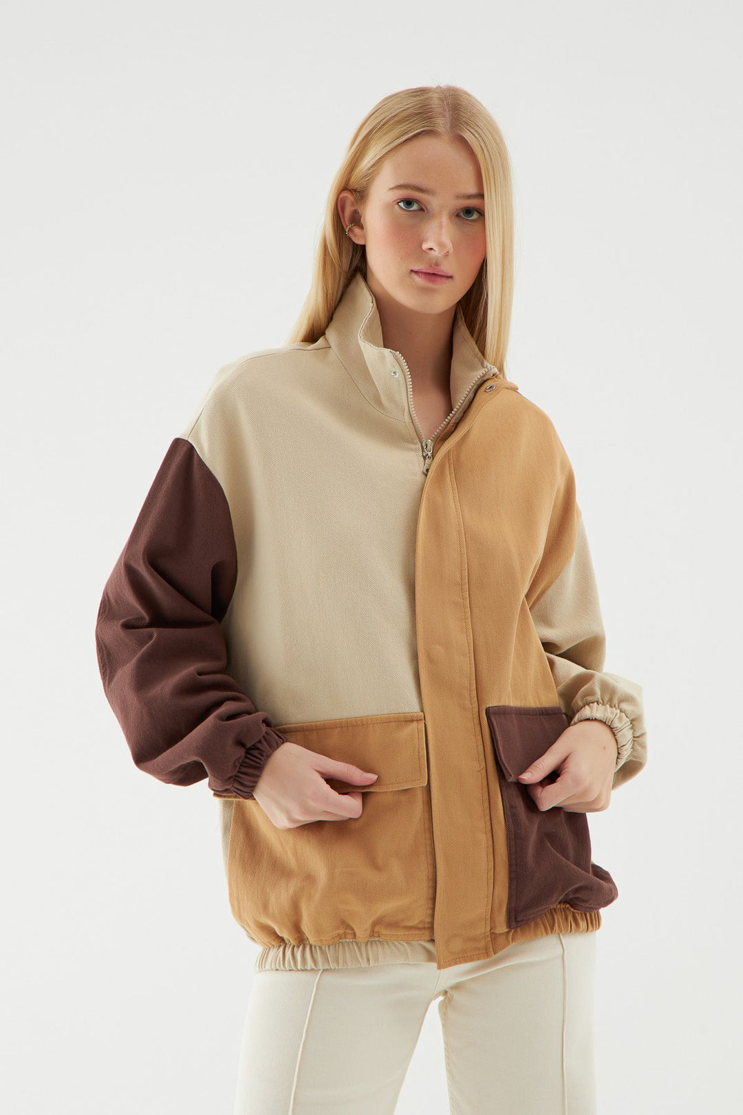 Beli Lastikli Gabardin Ceket Bej