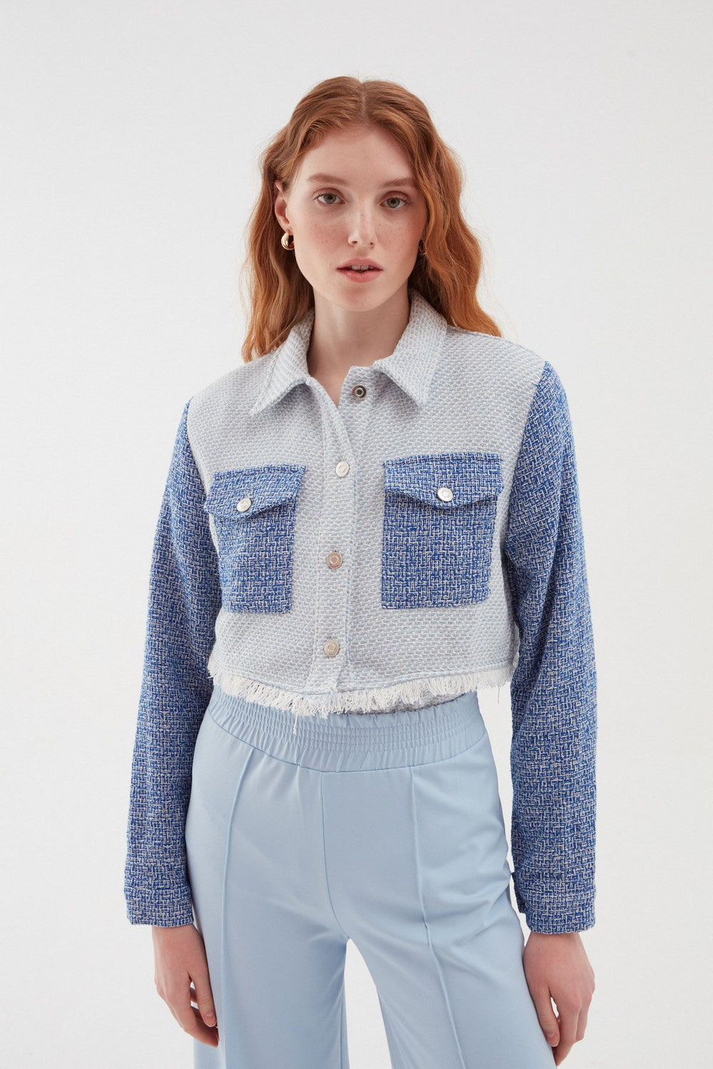 Tasseled Tweed Jacket Blue