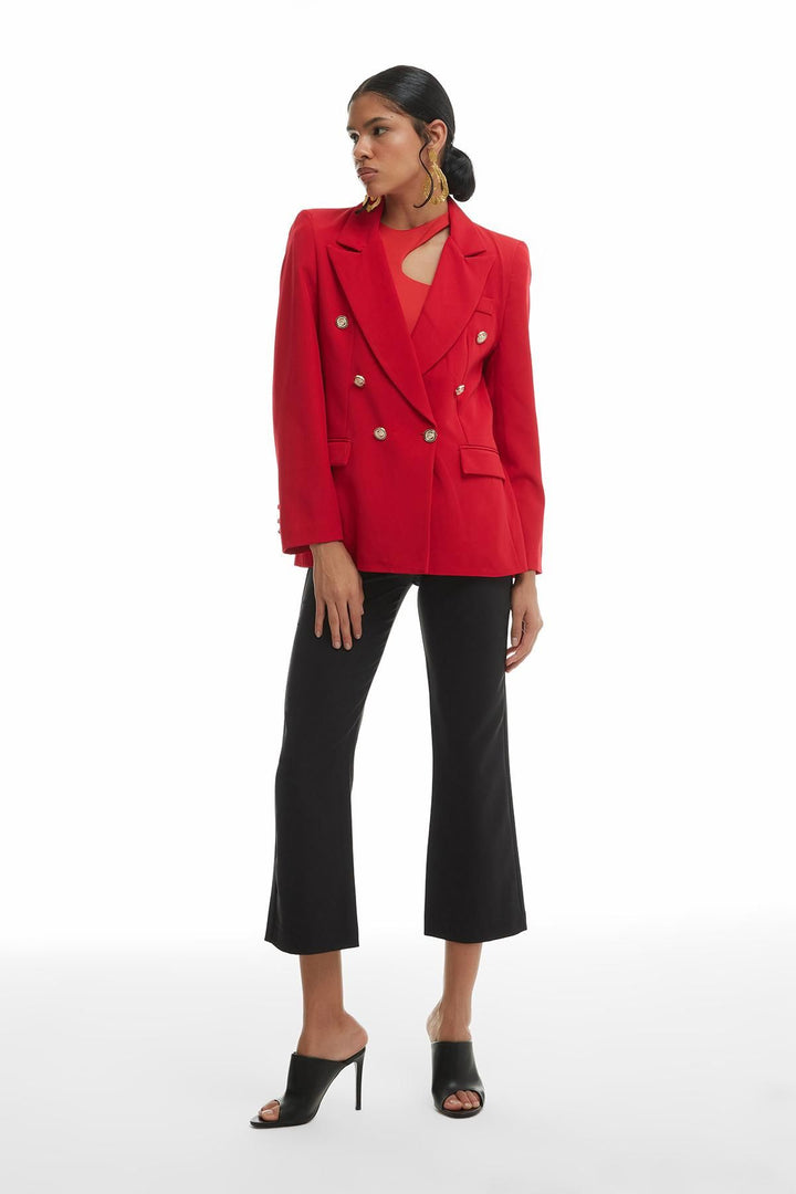 Düğme Detaylı Blazer Ceket Kırmızı