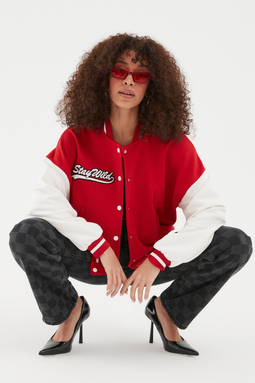 Back Printed Bomber Jacket Red