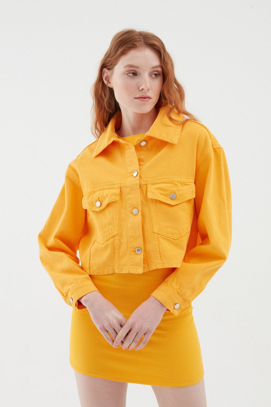 Crop Denim Jacket Orange