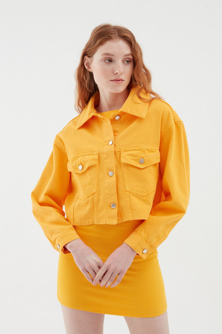 Crop Denim Jacket Orange