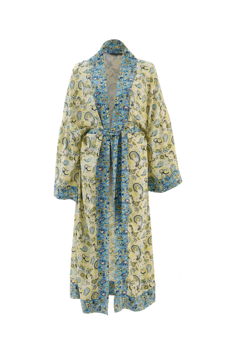 Patterned Belted Kimono Green
