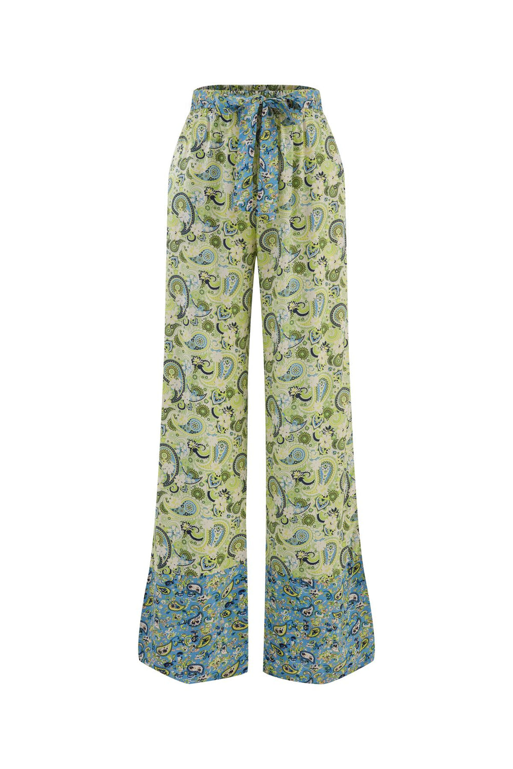 Patterned Wide Leg Trousers Green