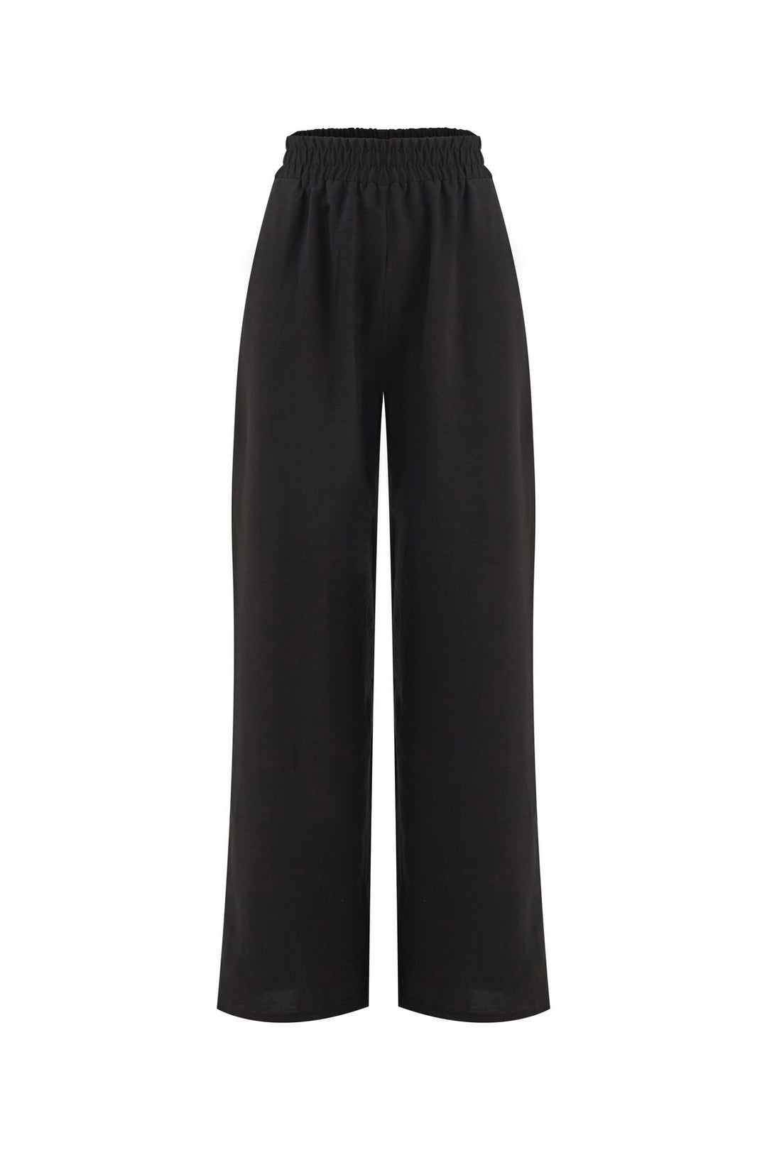 Beli Lastikli Geniş Paça Pantolon Siyah