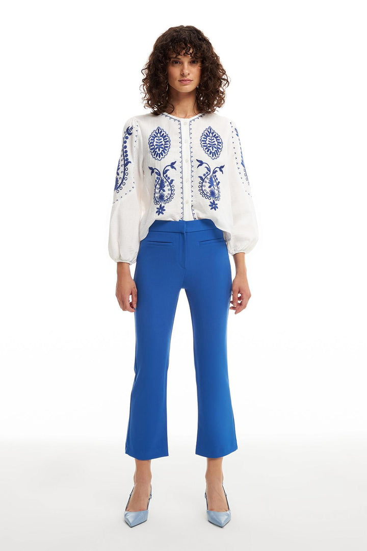 Pile Leg Fabric Trousers Sax