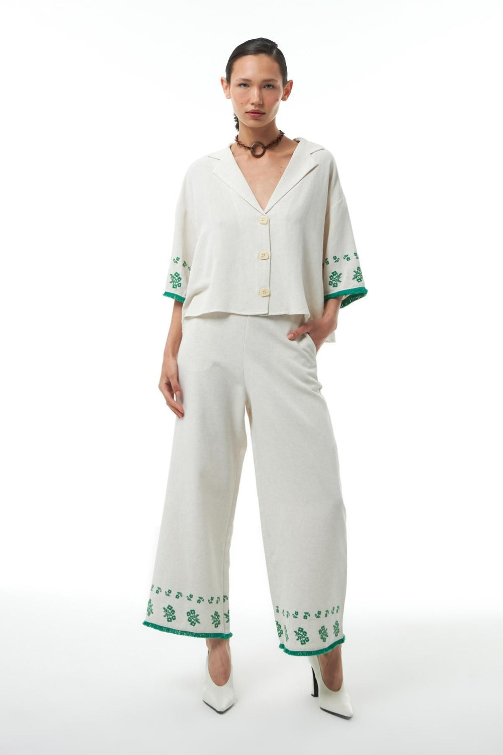 Linen Crop Shirt Natural