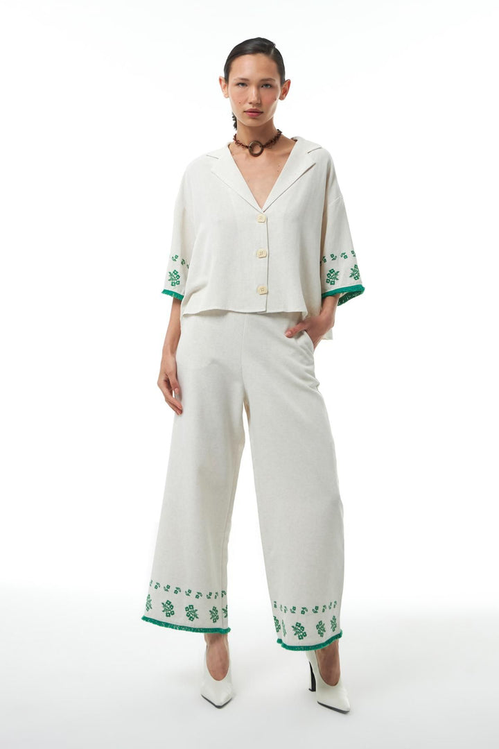 Linen Crop Shirt Natural