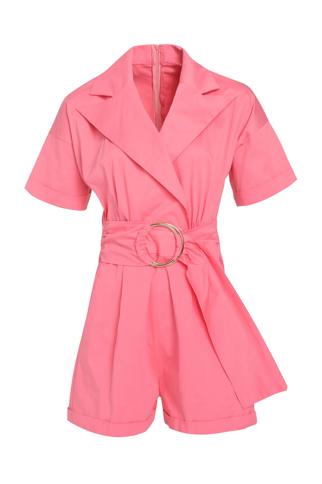 Buckle Accessory Shorts Jumpsuit Pink