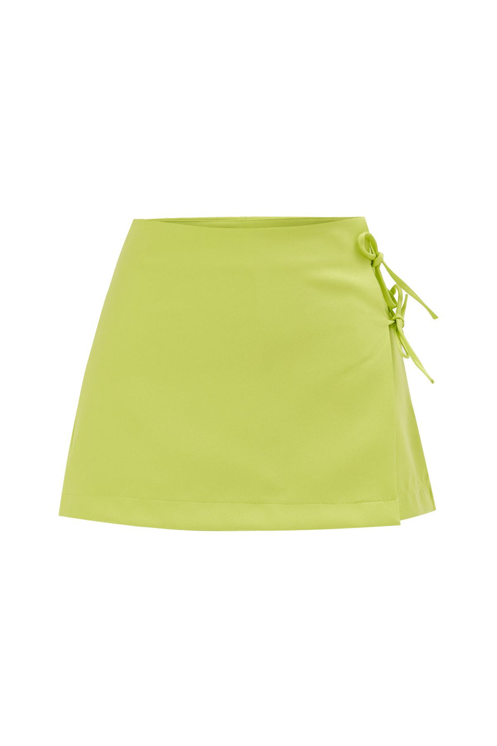 Tie Detailed Short Skirt Neon Green