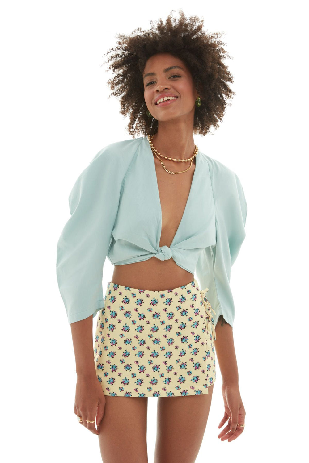 Knot Detailed Crop Blouse Mint