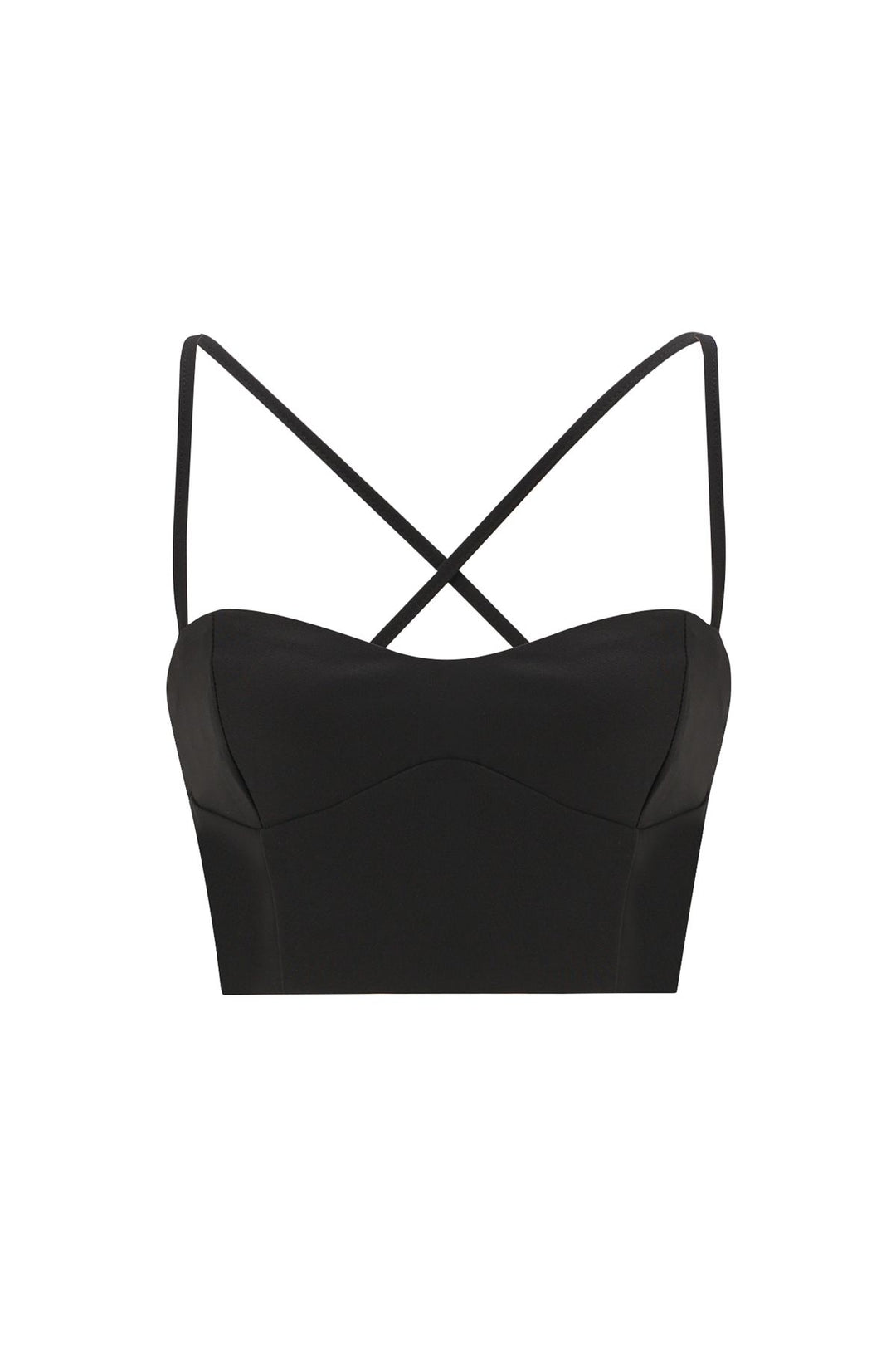 Cross Strap Crop Blouse Black