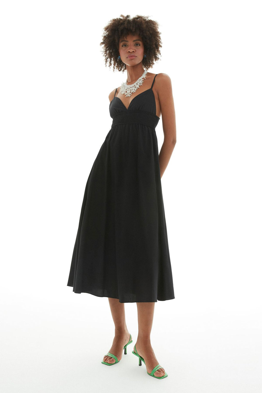 Beli Gipeli Uzun Elbise Siyah