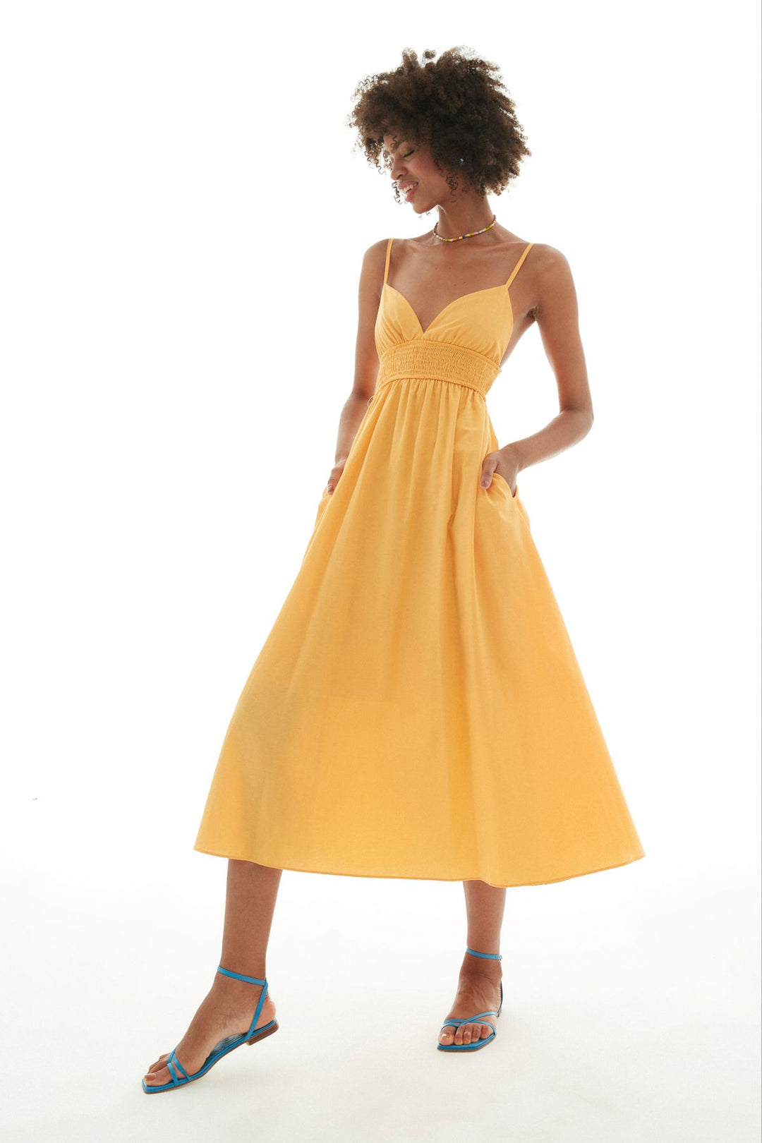 Long Dress With Gipe Waist Light Orange