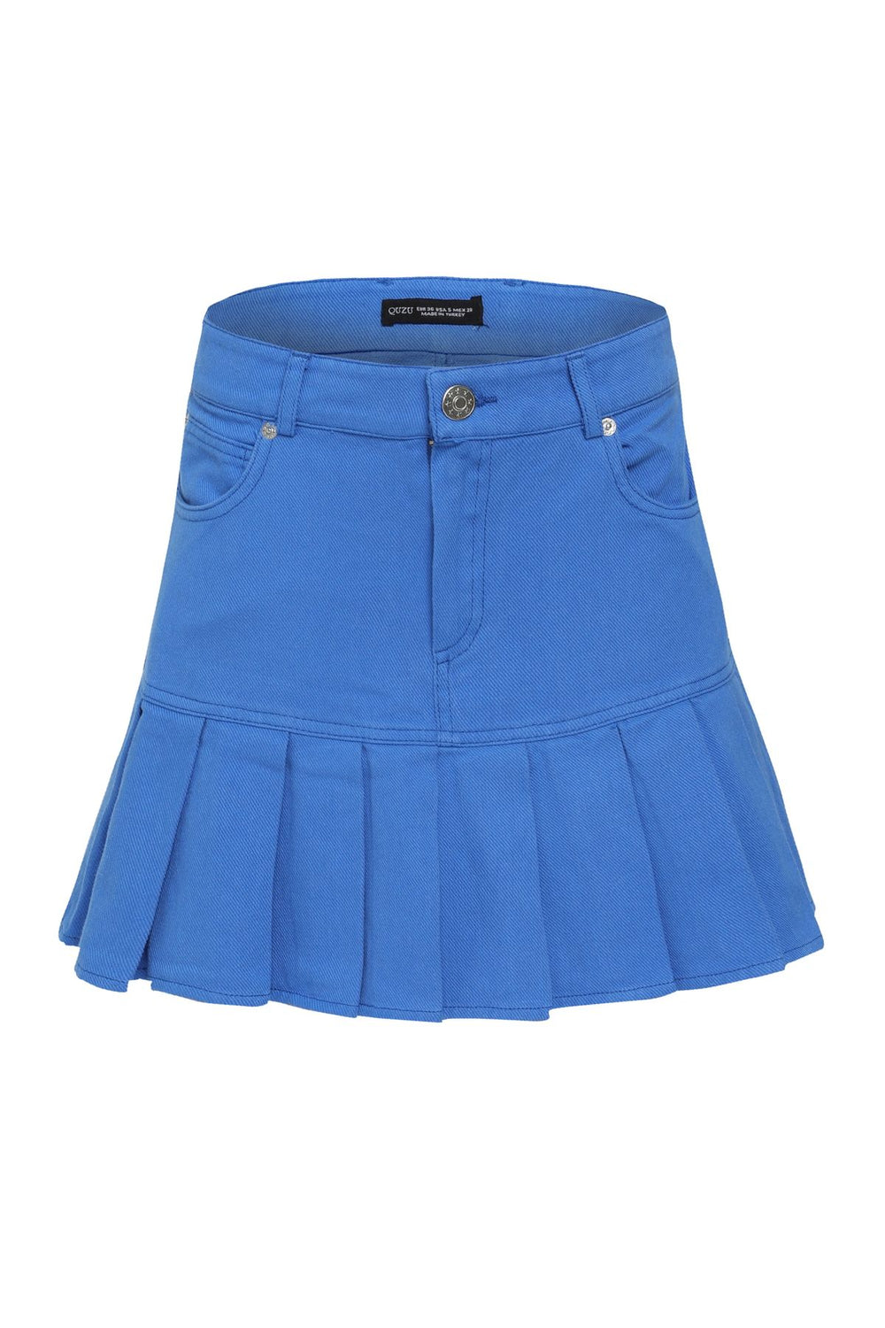 Pleated Mini Gabardine Skirt Sax