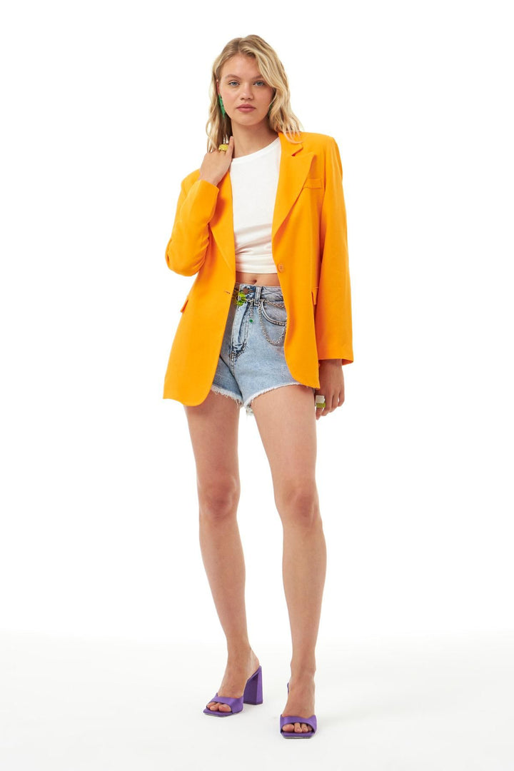 Keten Blazer Ceket Turuncu