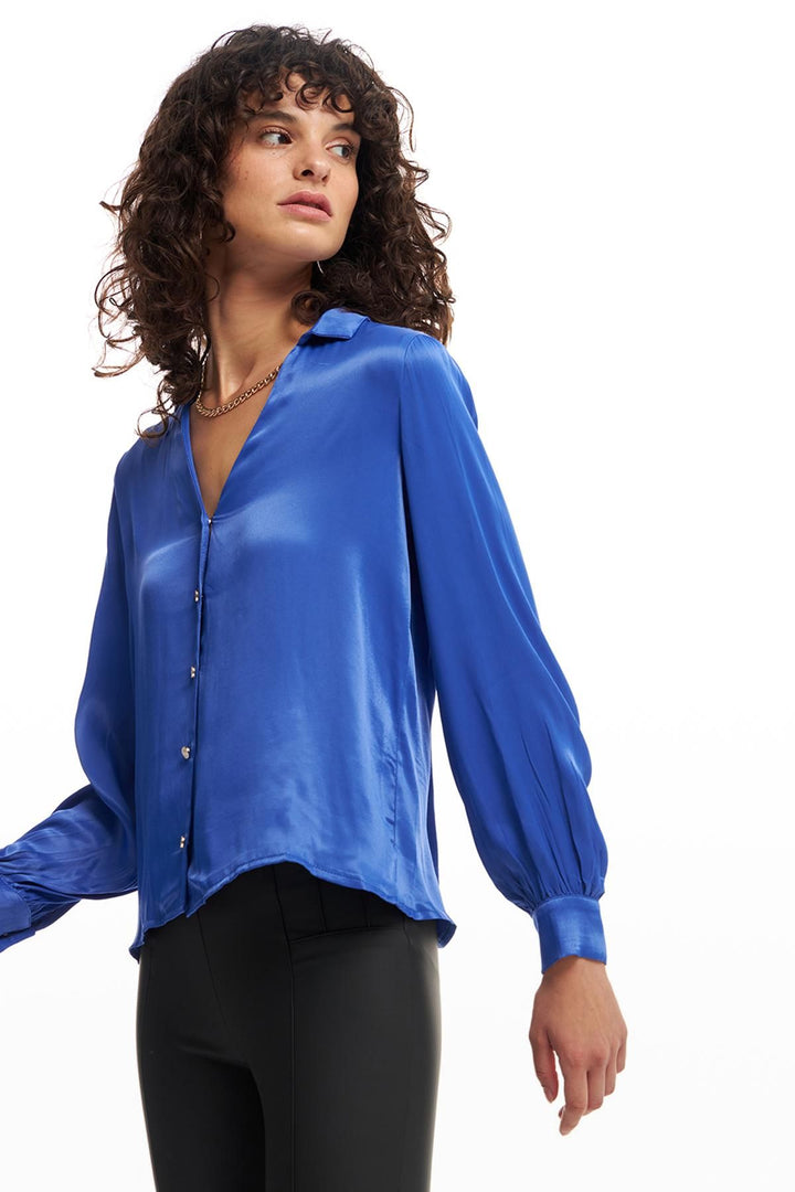 Saten Gömlek Koyu Mavi