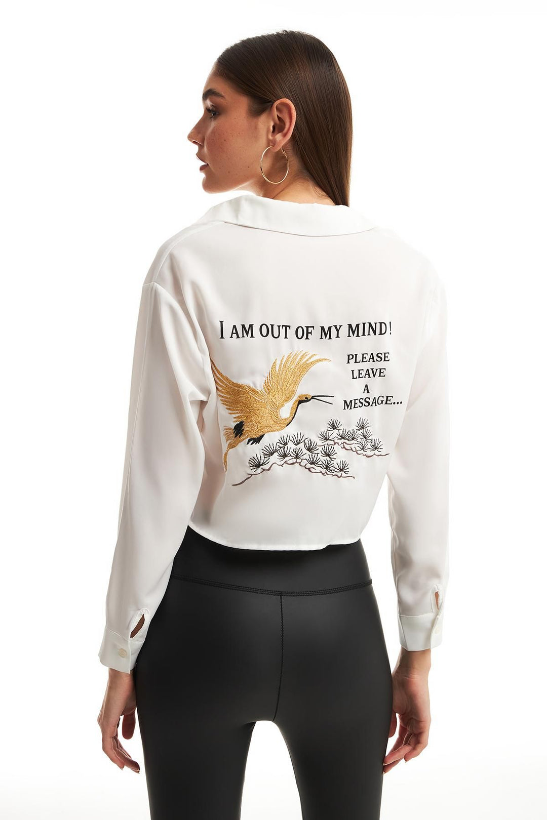 Back Printed Crop Shirt Ecru