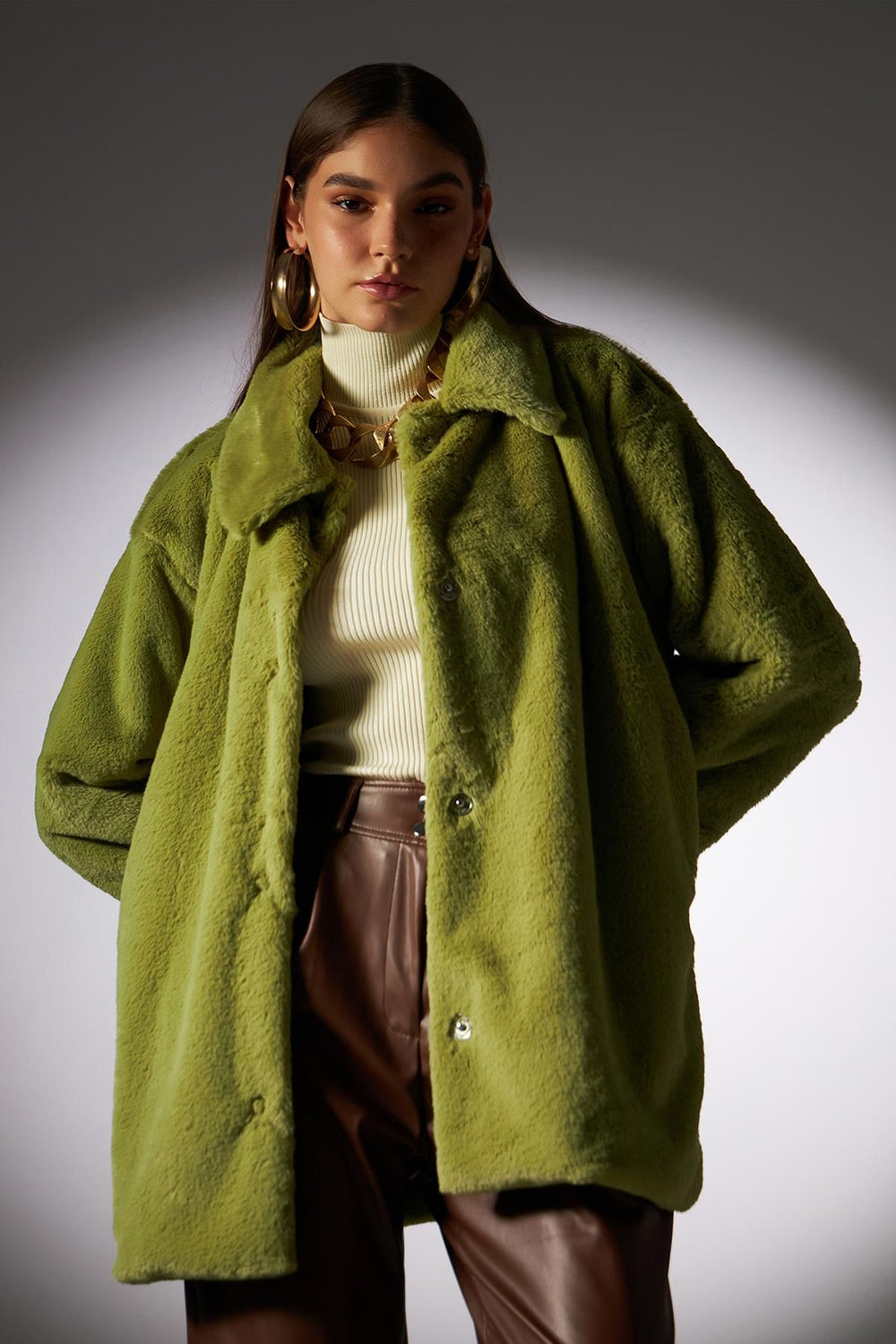 Pocket Plush Coat Green