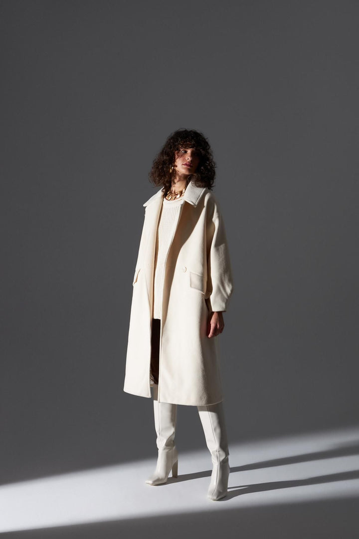 Double Breasted Collar Oversize Coat Ecru
