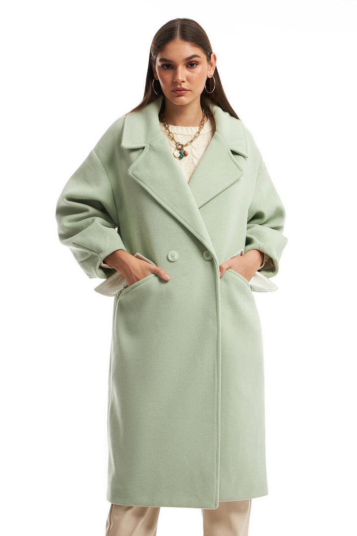 Double Breasted Collar Oversize Coat Mint
