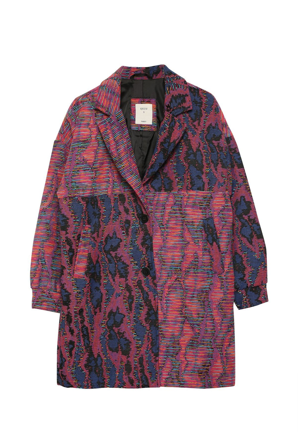 Embroidered Back Patterned Coat Fuchsia