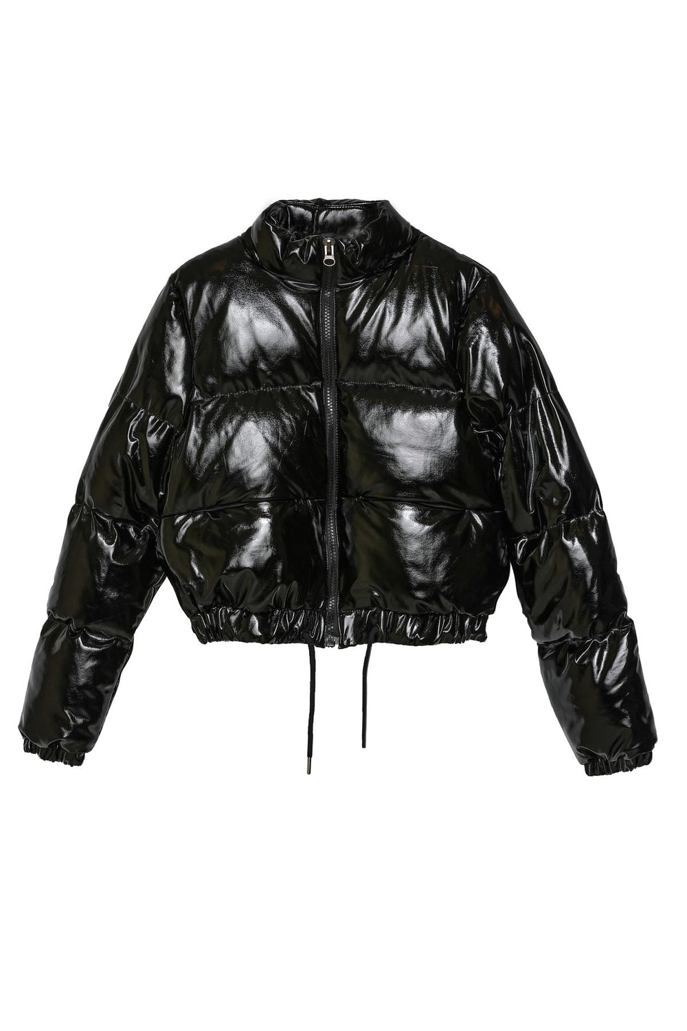 Shiny Patent Leather Down Jacket Black