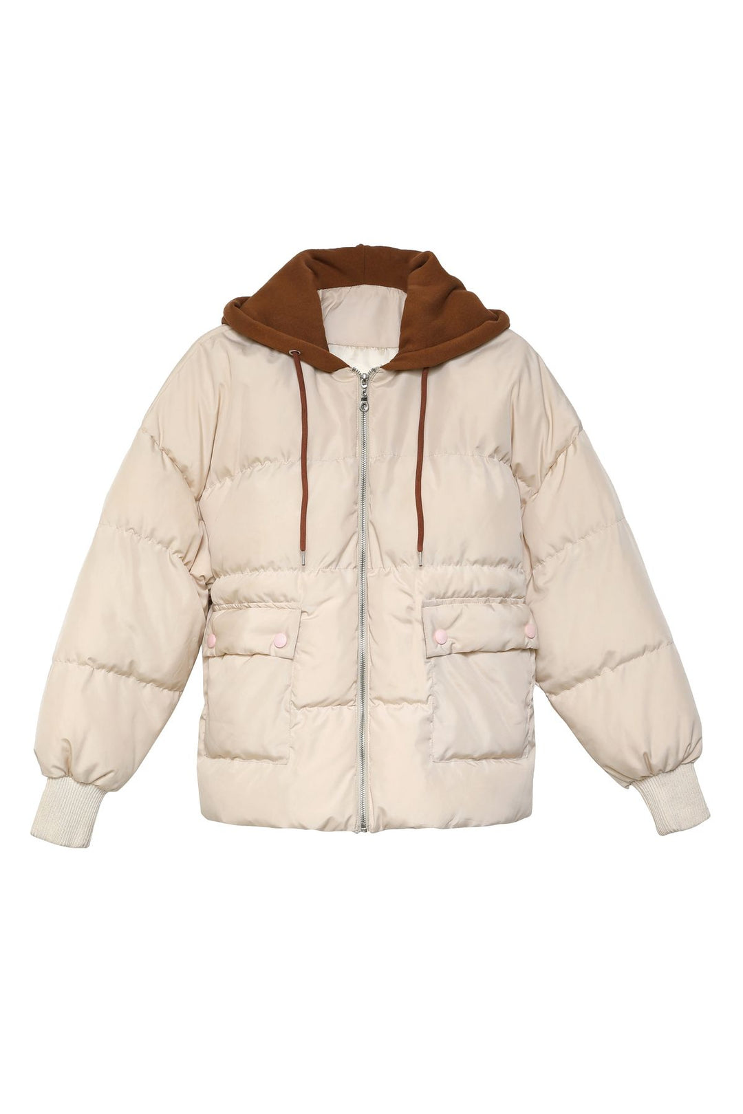 Pocket Detailed Hooded Inflatable Coat Ecru