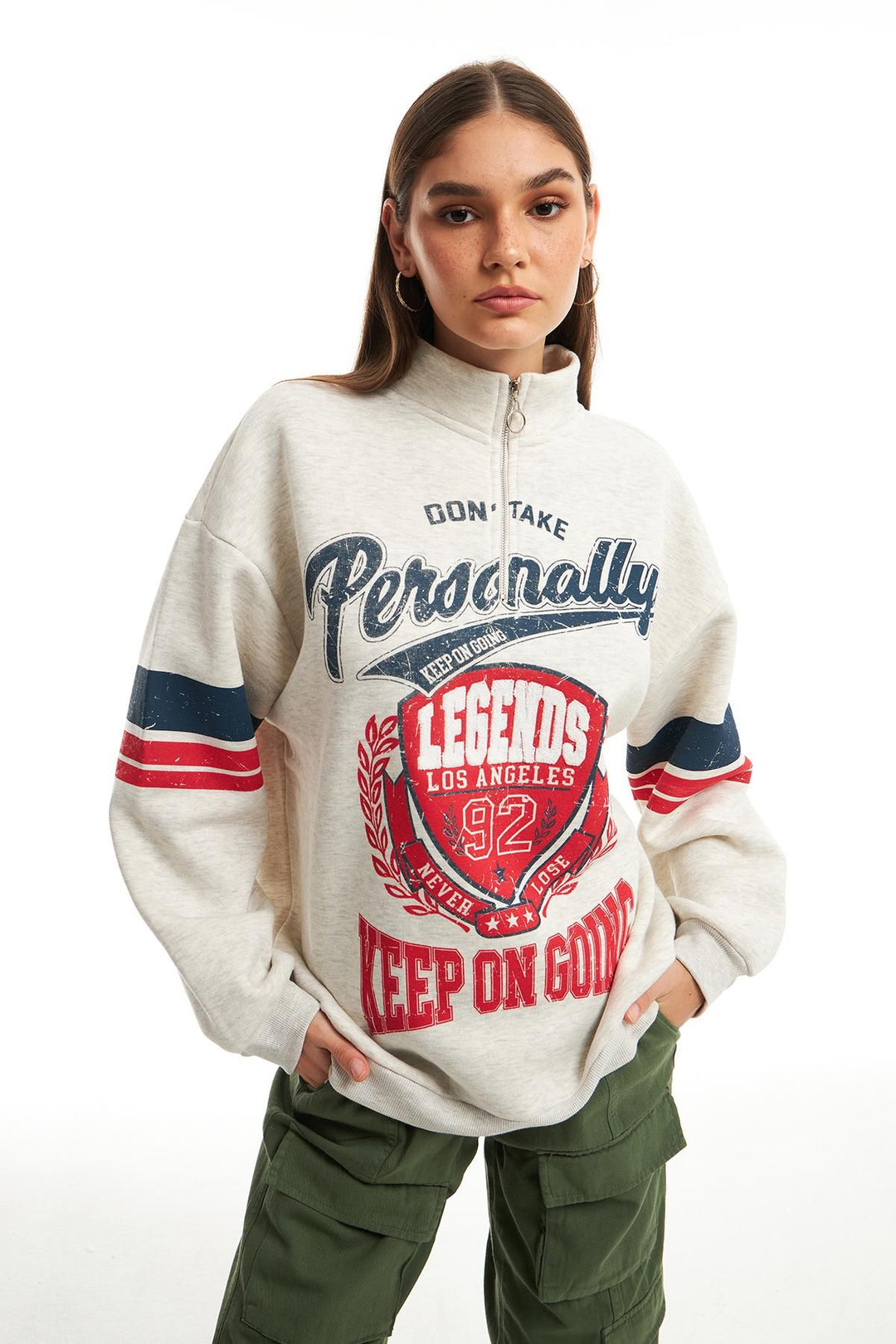 Color Printed Sweatshirt Gray