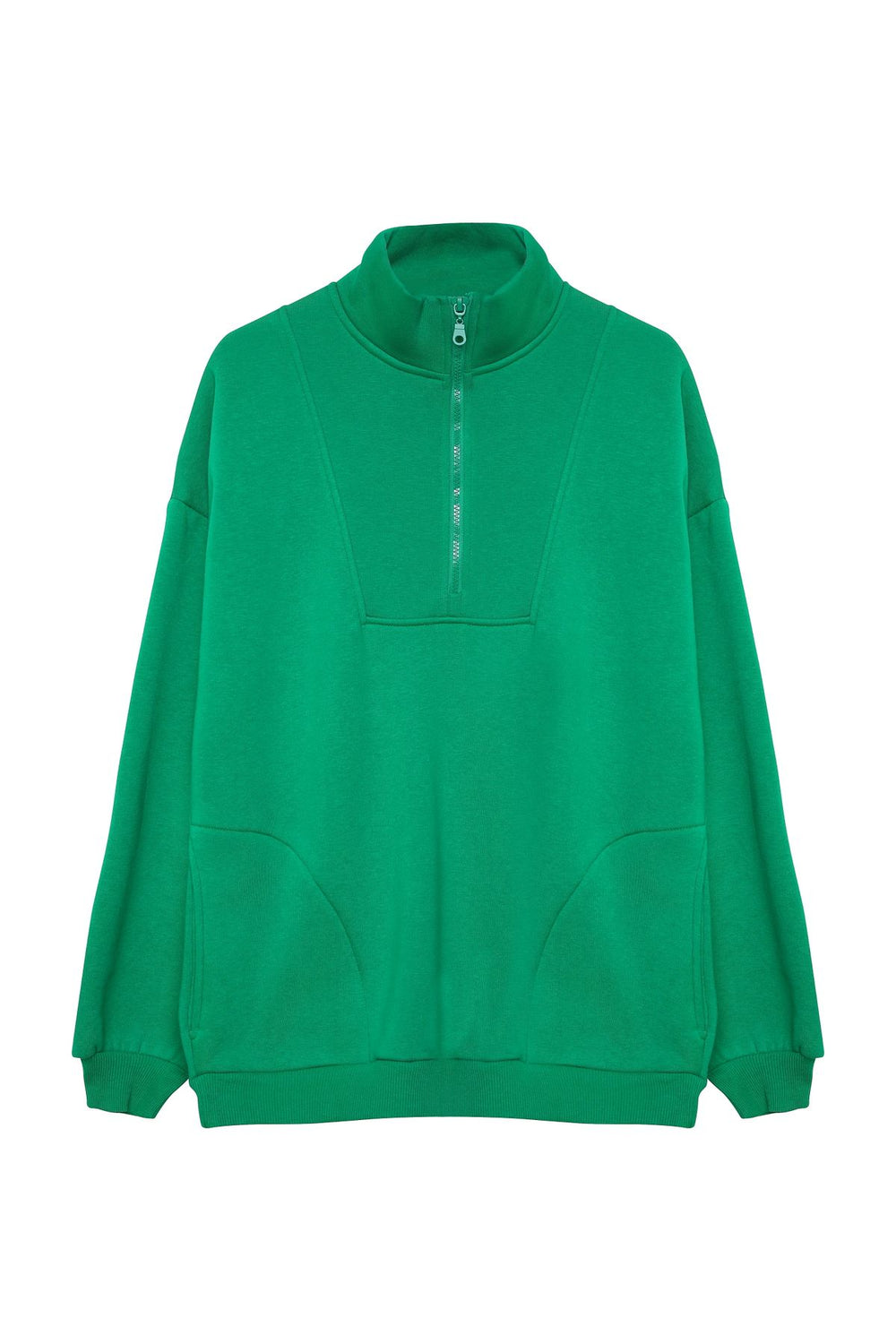 Zipper Turtleneck Sweatshirt Dark Green