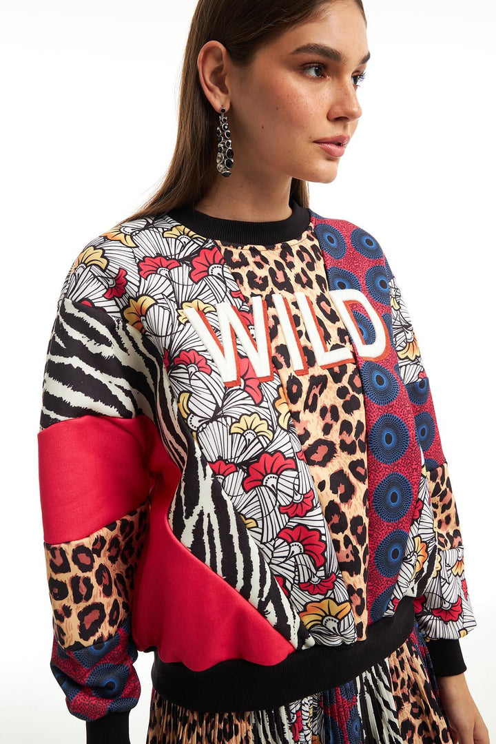 Mixed Pattern Sweatshirt Black