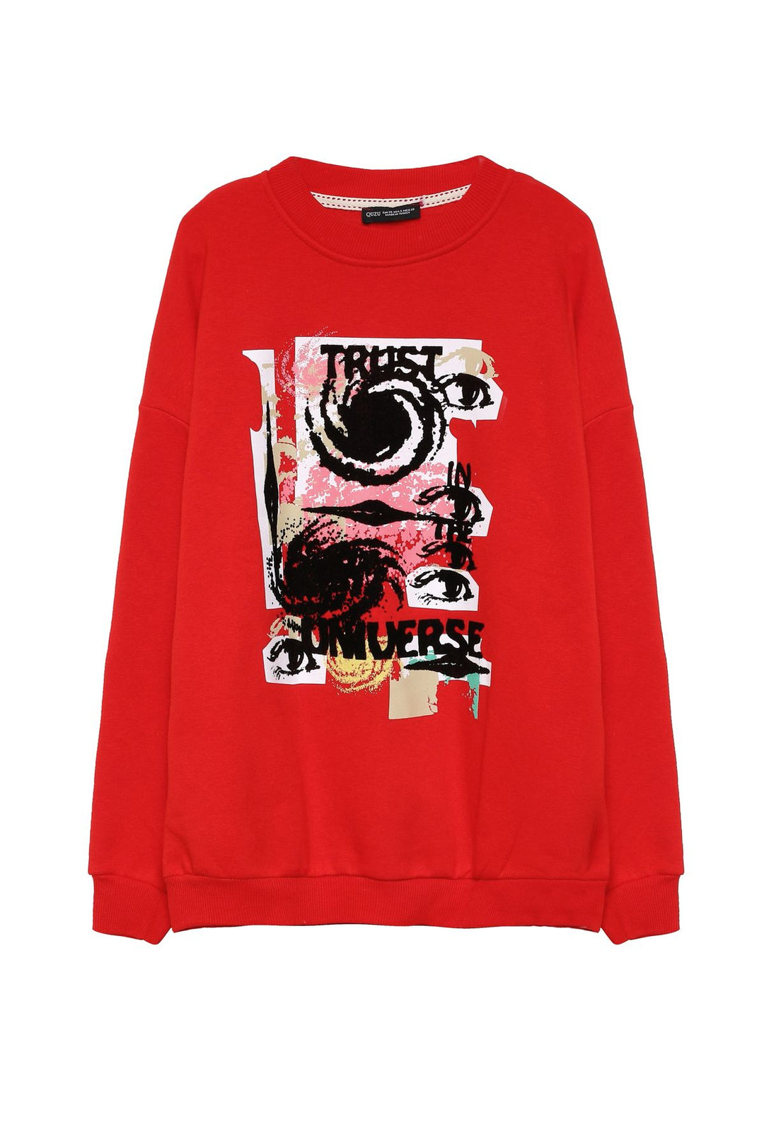 Karışık Baskılı Sweatshirt Kırmızı