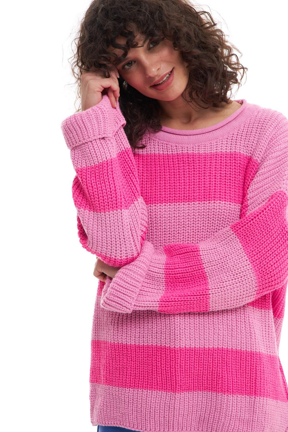 Striped Oversize Sweater Pink