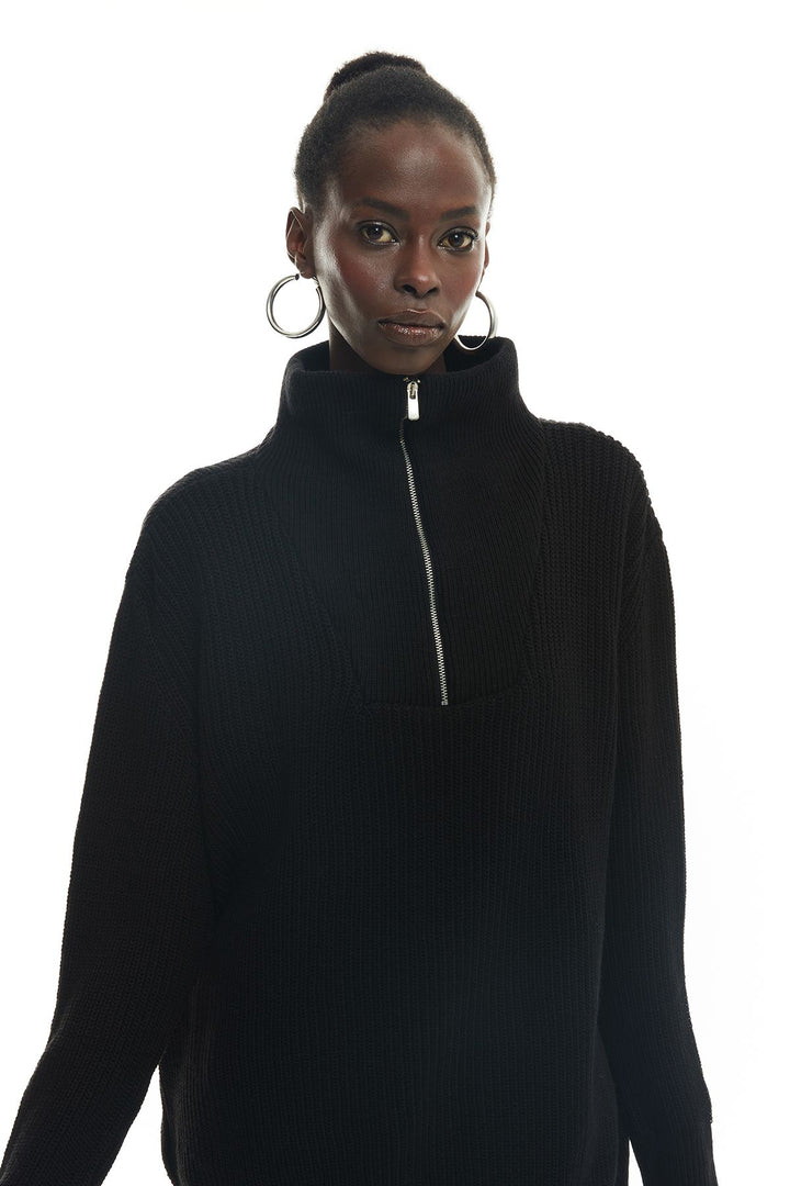 Zipper Detailed Knitwear Sweater Black