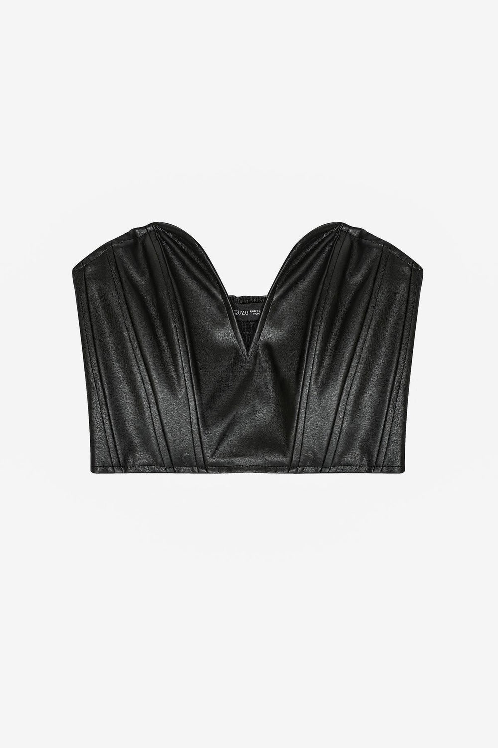 Strapless Leather Bustier Black