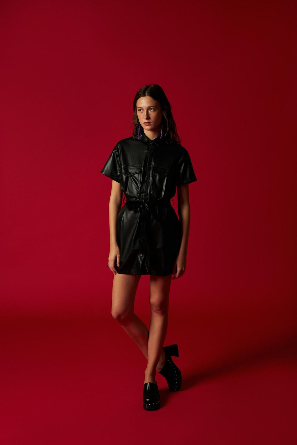 Leather Mini Dress Black