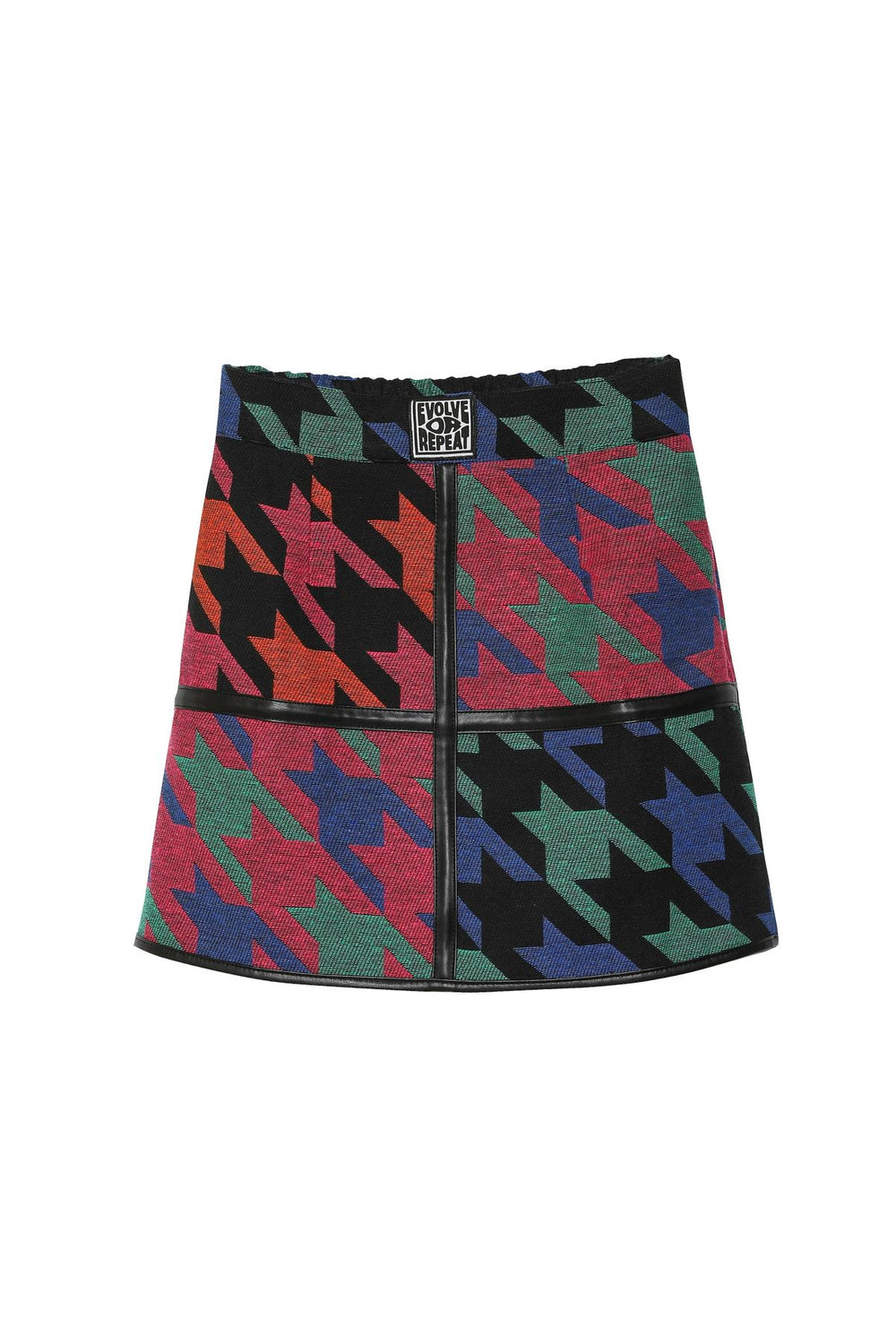 Mixed Pattern Mini Skirt Blue