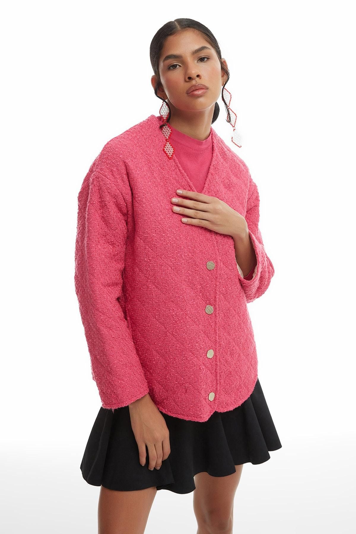 Quilted Kaftan Short Jacket Candy Pink