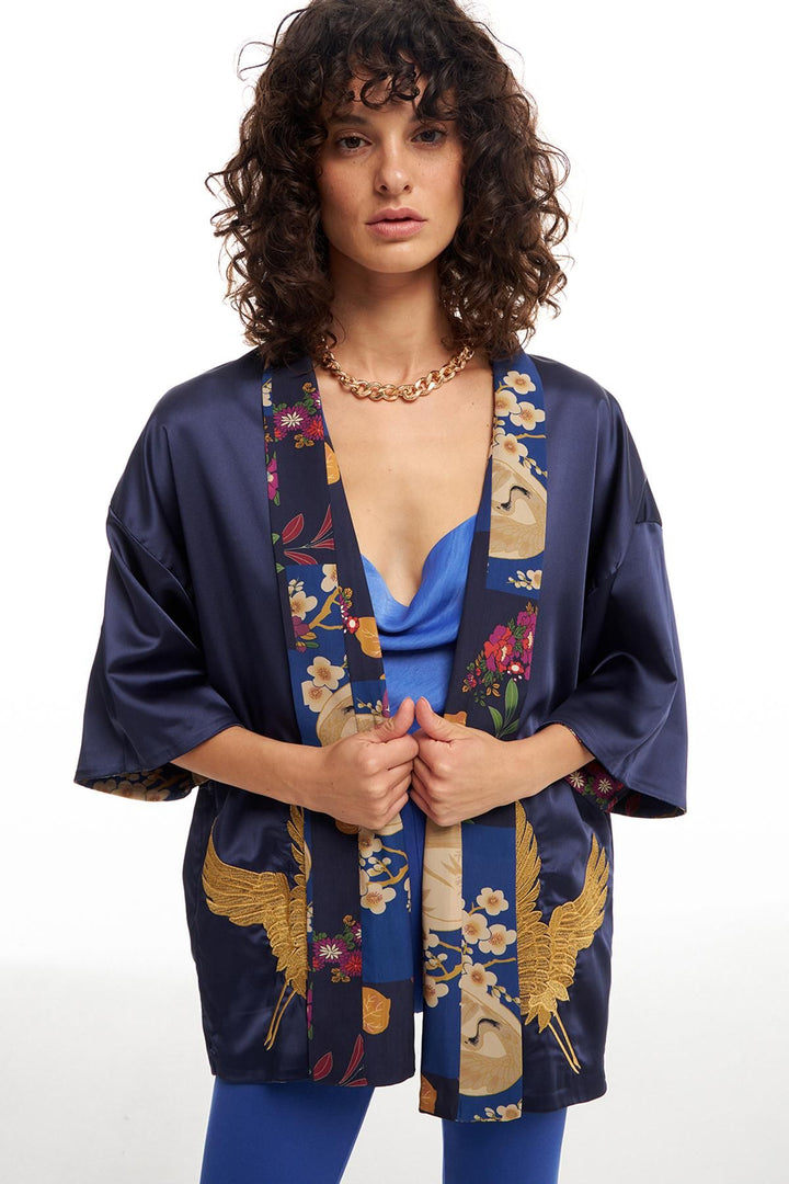 Double Sided Kimono Navy Blue