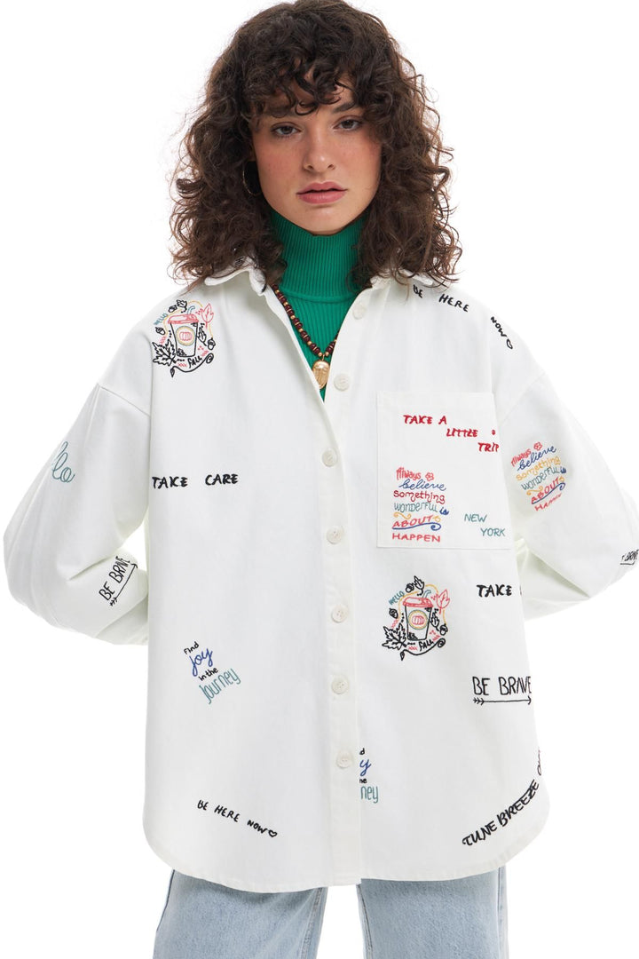 Color Printed Jacket Ecru