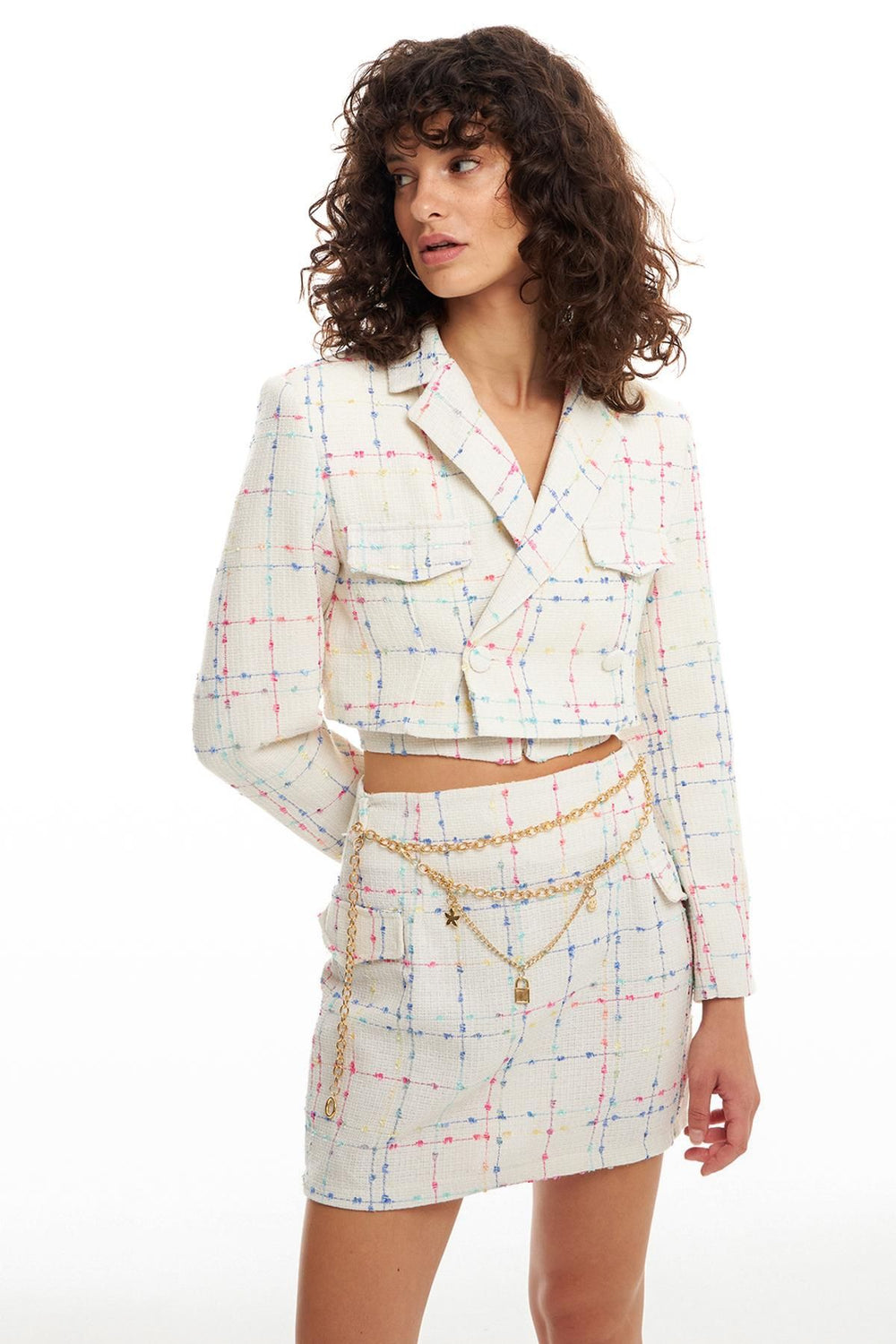 Tüvit Crop Blazer Ceket Ekru