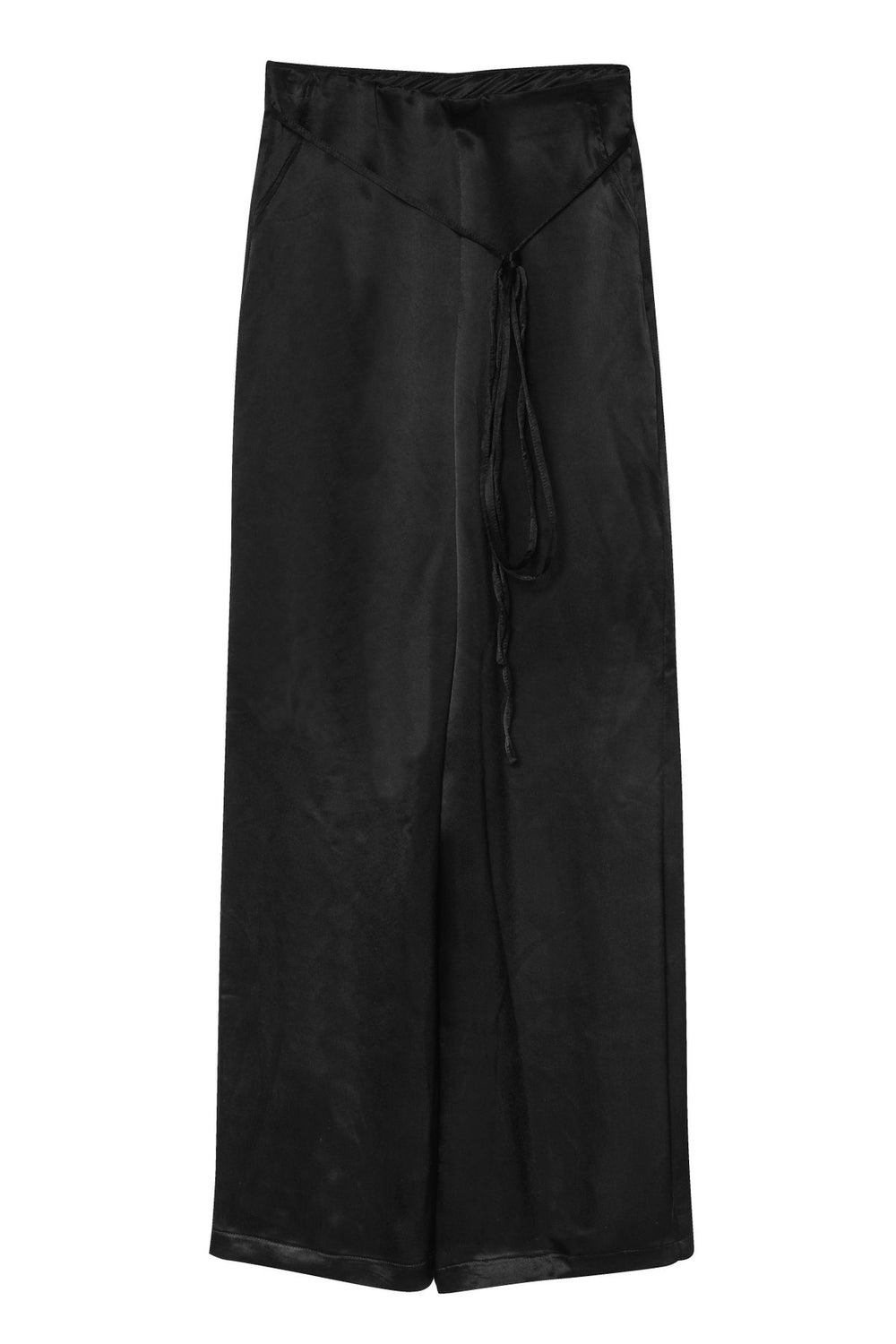 Wide Leg Satin Trousers Black
