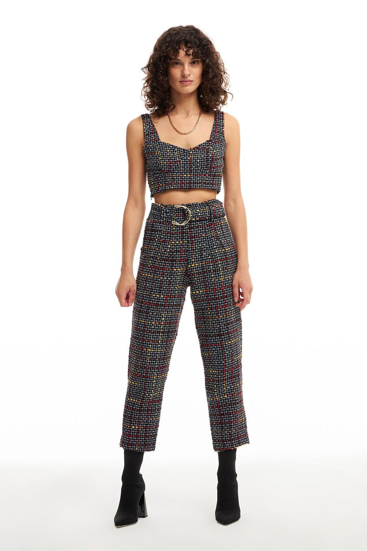 Kemerli Tüvit Pantolon Siyah