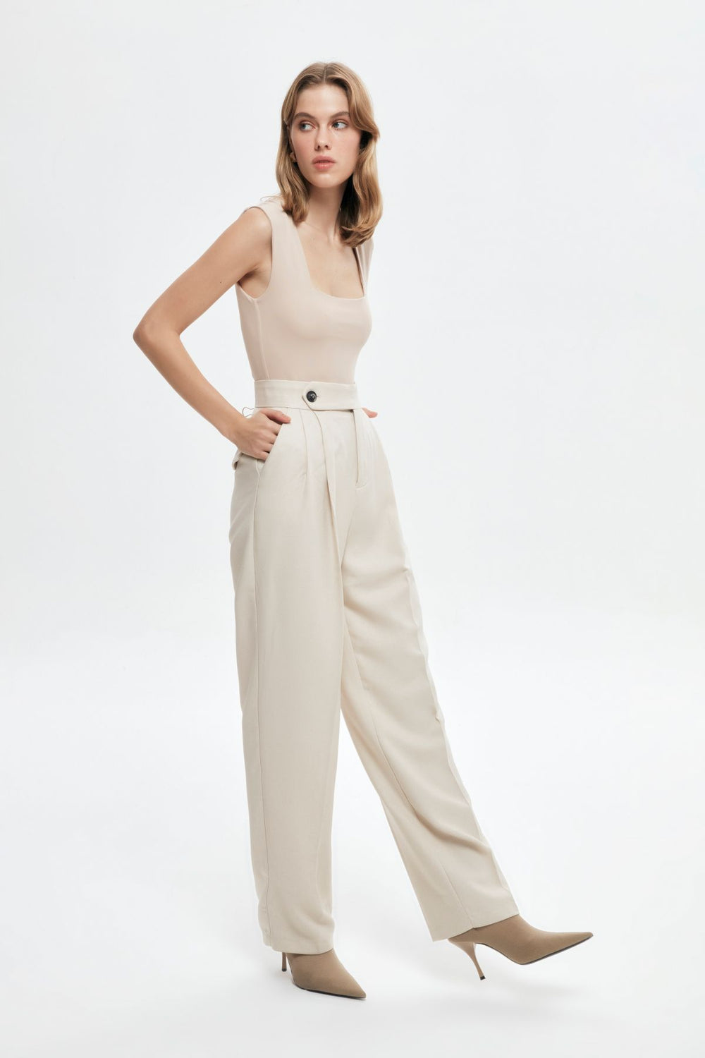 Double Pleated Trousers Stone